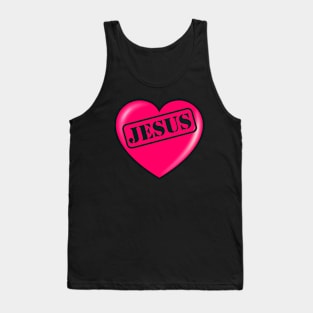 Jesus typography punched out in pink heart Tank Top